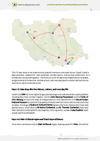 example page 2 from our offline Travel Guide for South Sudan